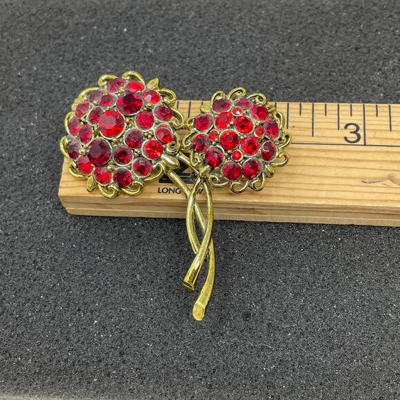 HOLLYCRAFT Signed Vintage Red Rhinestone Brooch MCM 1950’s Immaculate Condition - Picture 10 of 12
